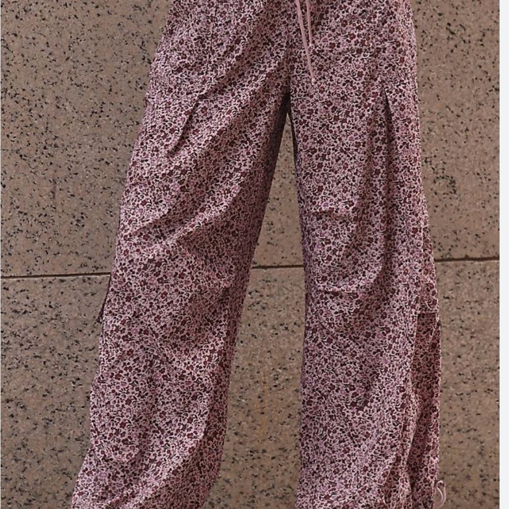 Anthropologie Rose Floral Wide-Leg Pants